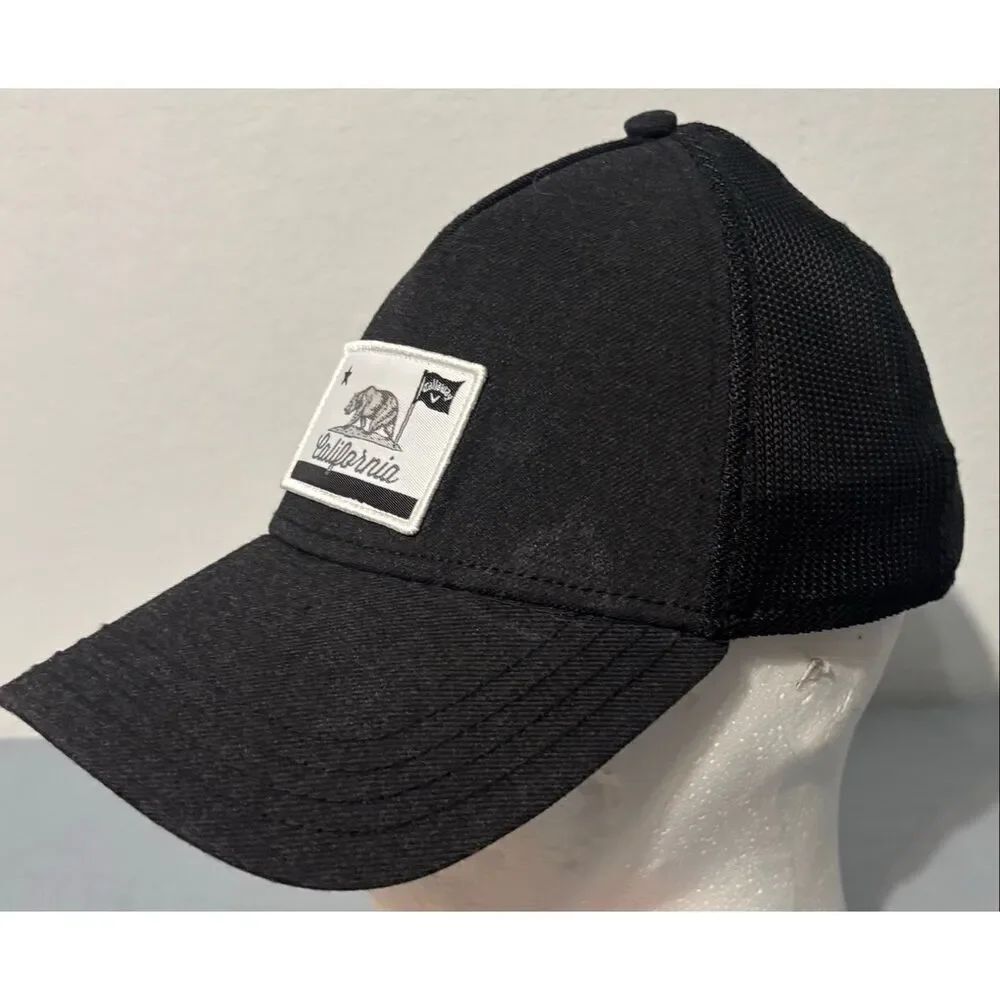 Callaway Mens California Original Black Mesh Golf Hat Cap Snapback